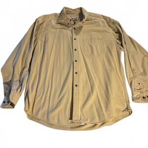Vintage Woolrich Men’s XL Tan Cotton Flannel Shirt 70's Distressed Outdoors